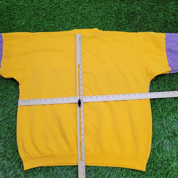 Vintage St-Johns Bay Sweatshirt XL 24x25 Yellow Purple - Picture 6 of 10